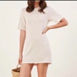 Reformation Cream “GiGi” ribbed Dress